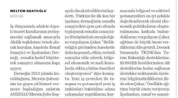 Anesiad Mersin Şube Başkanı Ekrem Çakar'ın Dünya Gazetesi'ne verdiği röportaj